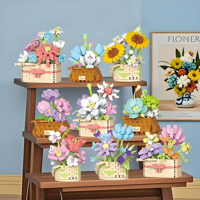 Bonsai Garden Lego Set - DIY Saksı Gül Ayçiçeği Bitkileri Sukulentler
